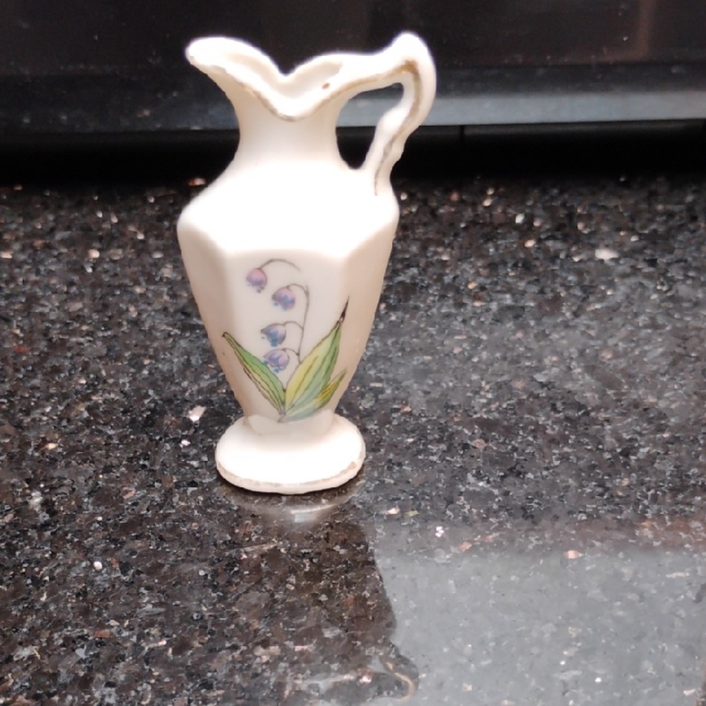 Vintage Miniature Ceramic Pitcher with Floral Design Made Occupied Japan